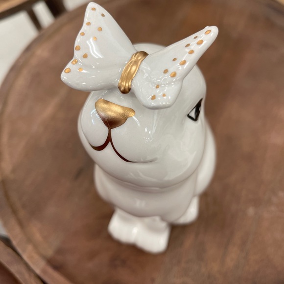 Cute White Easter Bunny Kissing Butterfly Figurine Spring Decor New Ceramic 9” - Picture 6 of 9